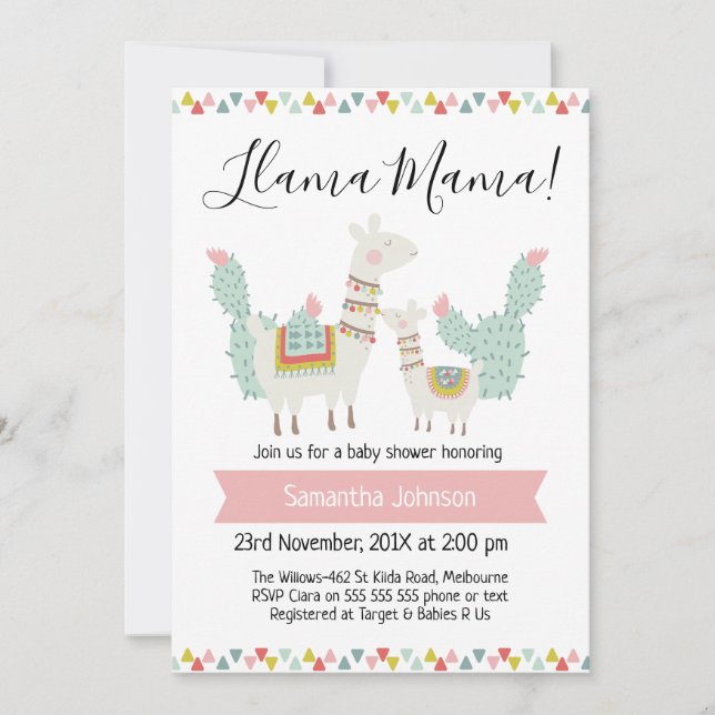 llama Mama LLama Baby Shower Invitation (Front)