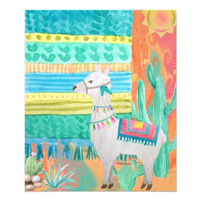 Llama Mama Poster, Mexico, Fiesta Photo Print (Front)