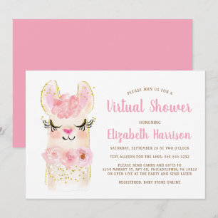 Llama Mama Rose Baby Virtual Shower Invitation