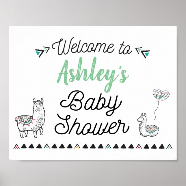Llama Mama Shower Welcome Sign (Front)