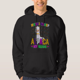 Llama Mardi Gras Alpaca My Beads New Orleans Carni Hoodie