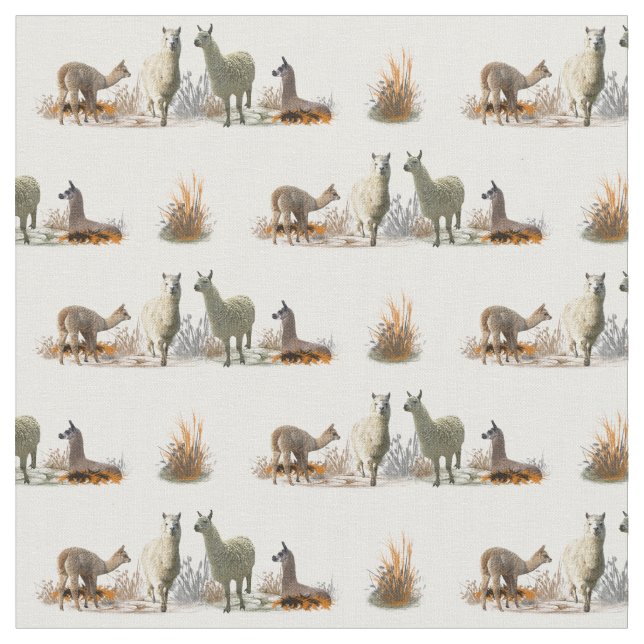 Llama Meadow Fabric (choose colour) (Close Up)