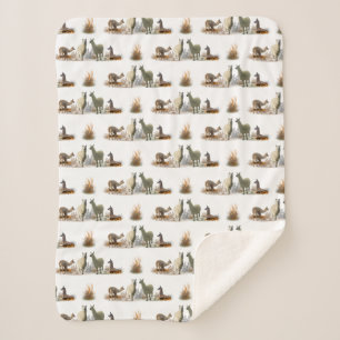 Llama Meadow Sherpa Blanket (choose colour)
