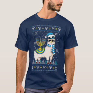 Llama Menorah Ugly Hanukkah Cute Alpaca Chanukah J T-Shirt