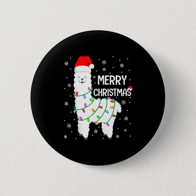 Llama Merry Christmas Kids Funny Llama Christmas L 2 Inch Round Button (Front)