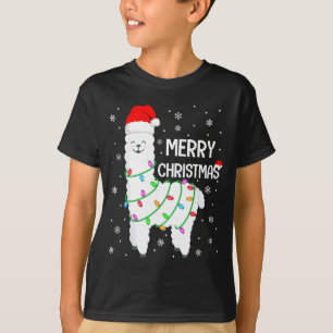 Llama Merry Christmas Kids Funny Llama Christmas L T-Shirt