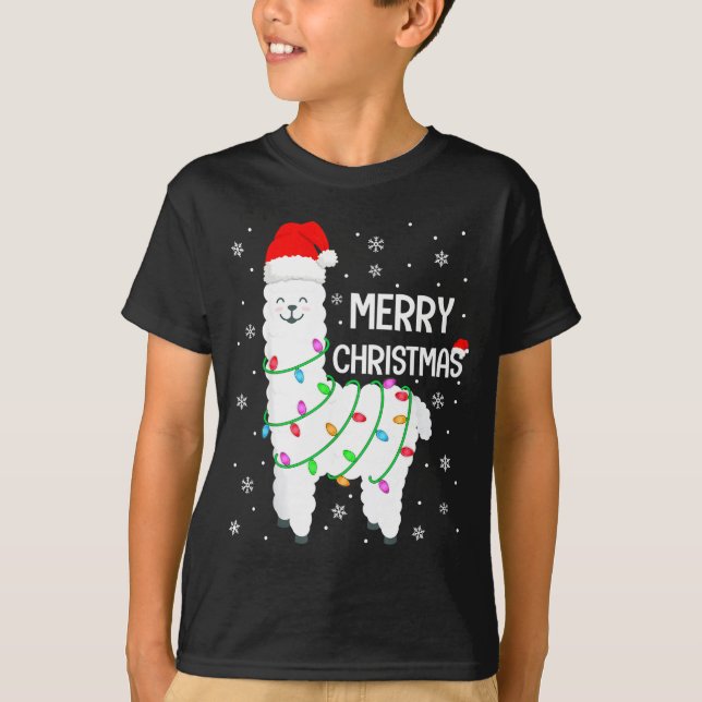 Llama Merry Christmas Kids Funny Llama Christmas L T-Shirt (Front)
