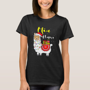 Llama Mia Lights Santa Hat Xmas Pajama Matching Fa T-Shirt