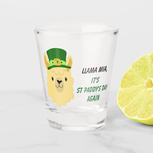 Llama Mia St Paddy's Day Shot Glass (Front)