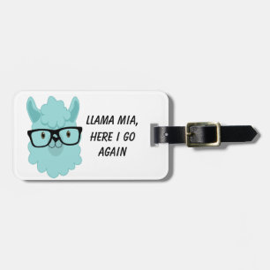 Llama Mia Teal Luggage Tag