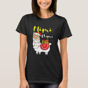 Llama Mimi Lights Santa Hat Xmas Pajama Matching F T-Shirt