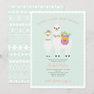 Llama Momma- Cute, Baby Girl Shower Invitation