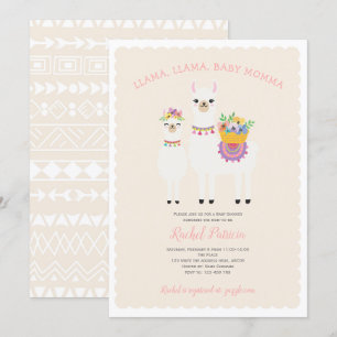 Llama Momma- Cute, Baby Girl Shower Invitation