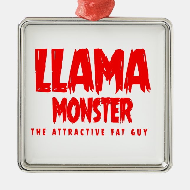 Llama Monster Red Logo Metal Ornament (Front)
