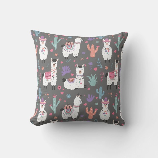 Llama motif lancer oreiller (Recto)