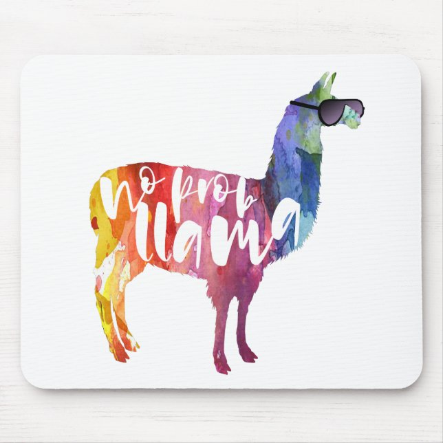 Llama. No Probllama. No Prob-llama. Funny Sayings Mouse Pad (Front)