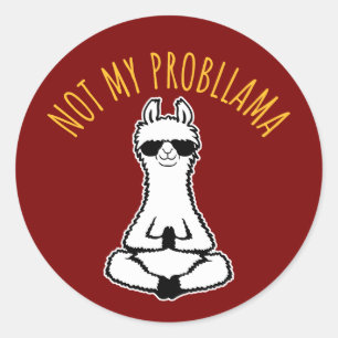 Llama Not My Probllama Meditation Yoga Sunglasses  Classic Round Sticker