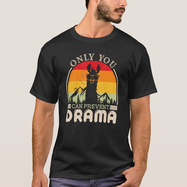 Llama Only You Can Prevent Drama Camping Mountain  T-Shirt (Front)