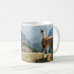 Llama Overlooking Ruins   Machu Picchu, Peru Coffee Mug