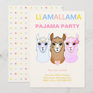 Llama Pajama Party Invitation