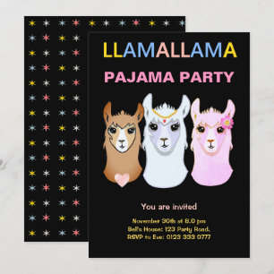 Llama Pajama Party Invitation