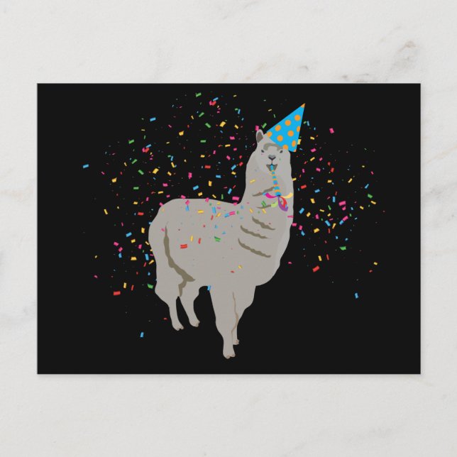 Llama Partying - Animals Having a Party Postcard (Front)