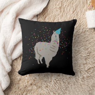 Llama Partying - Animals Having a Party Throw Pillow