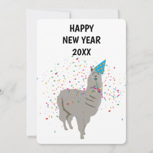 Llama Partying - Animals Holiday New Years Card