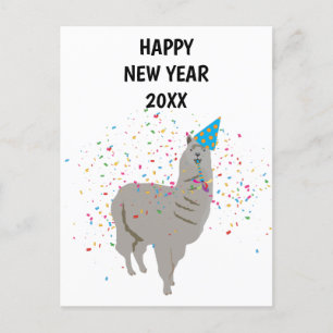 Llama Partying - Animals Holiday New Years Card