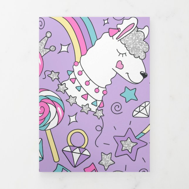 Llama pattern 1 Tri-Fold holiday card (Cover)