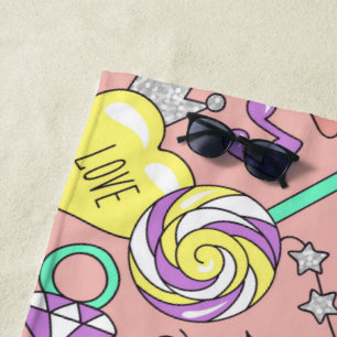 llama pattern 3 beach towel