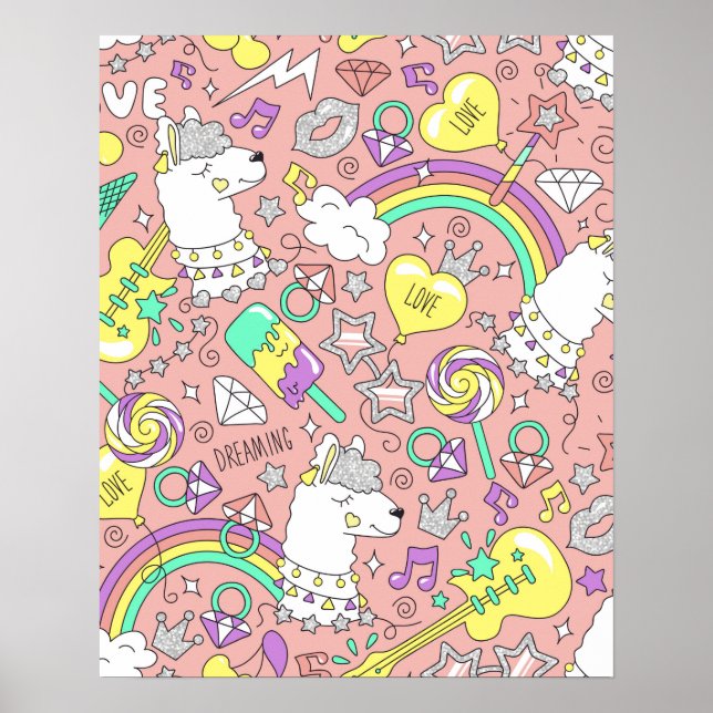 llama pattern 3 poster (Front)