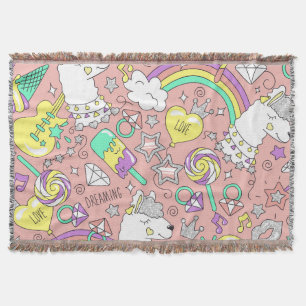 llama pattern 3 throw blanket