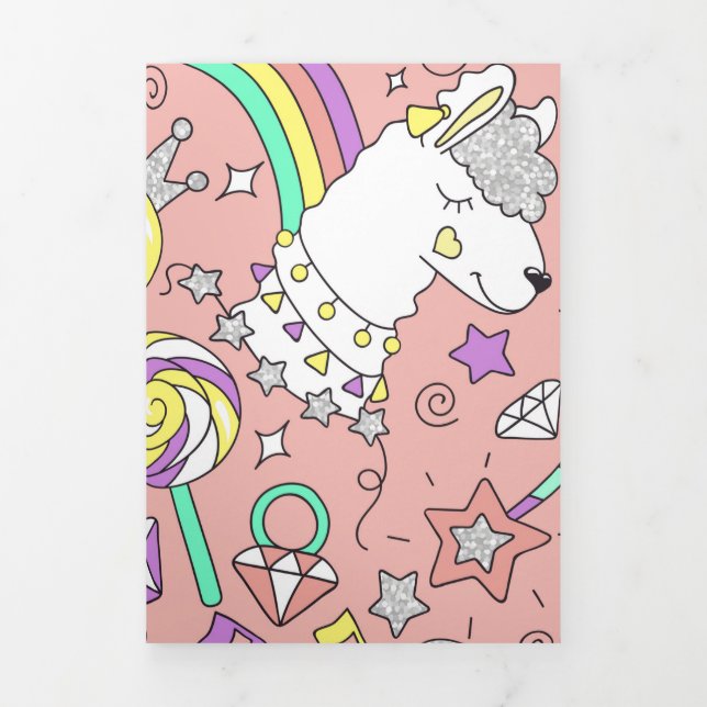 llama pattern 3 Tri-Fold holiday card (Cover)