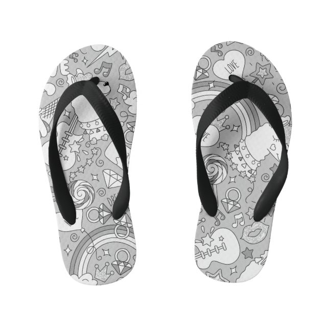 llama pattern 4 kid's flip flops (Footbed)