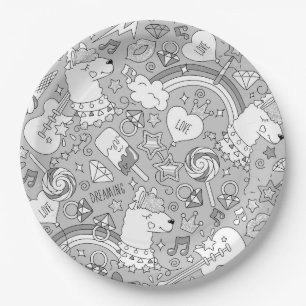 llama pattern 4 paper plate