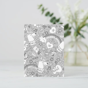 llama pattern 4 postcard