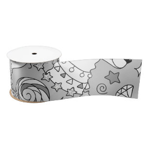 llama pattern 4 satin ribbon