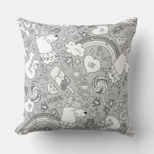 llama pattern 4 throw pillow