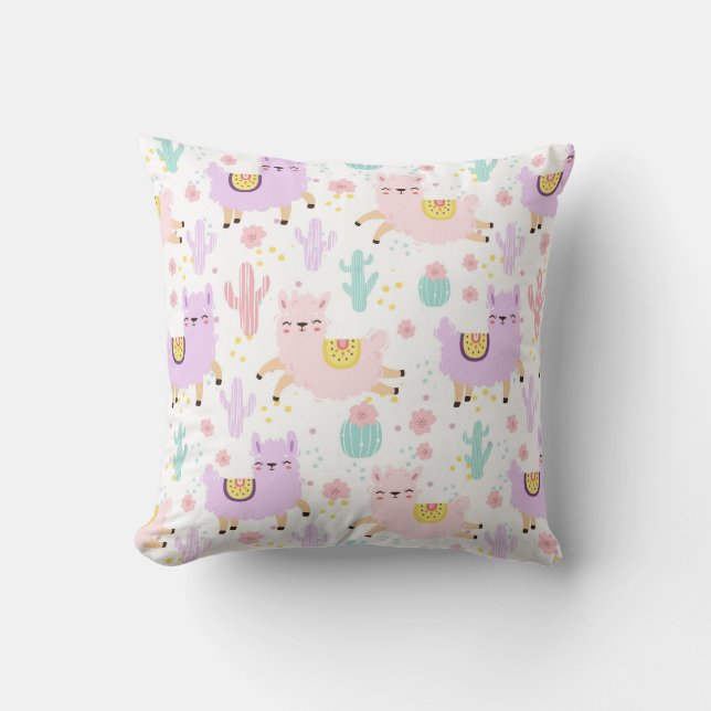 Llama pattern throw pillow (Front)
