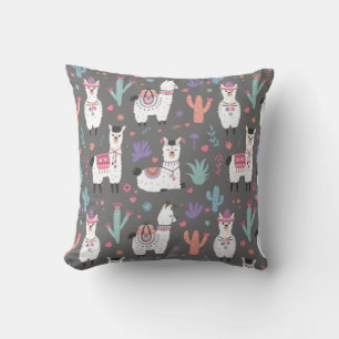 Llama pattern throw pillow
