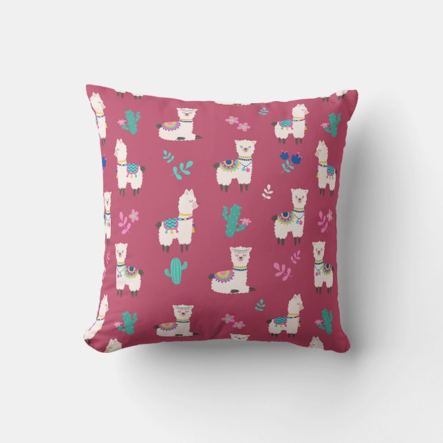 Llama pattern throw pillow (Front)