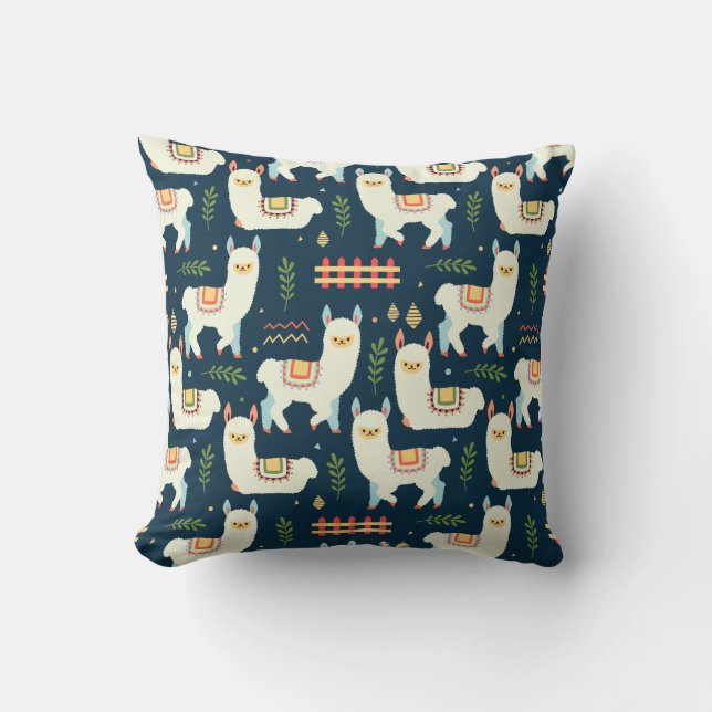 Llama pattern throw pillow (Front)