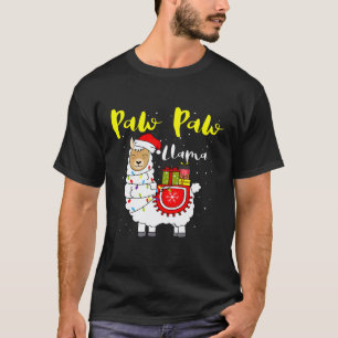 Llama Paw Paw Lights Santa Hat Xmas Pajama Matchin T-Shirt