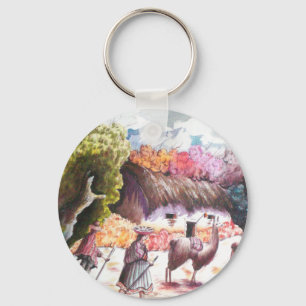 Llama Picture Peru village Keychain