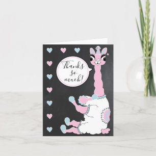 Llama Pink Pajama Girl Birthday Party Sleepover Thank You Card