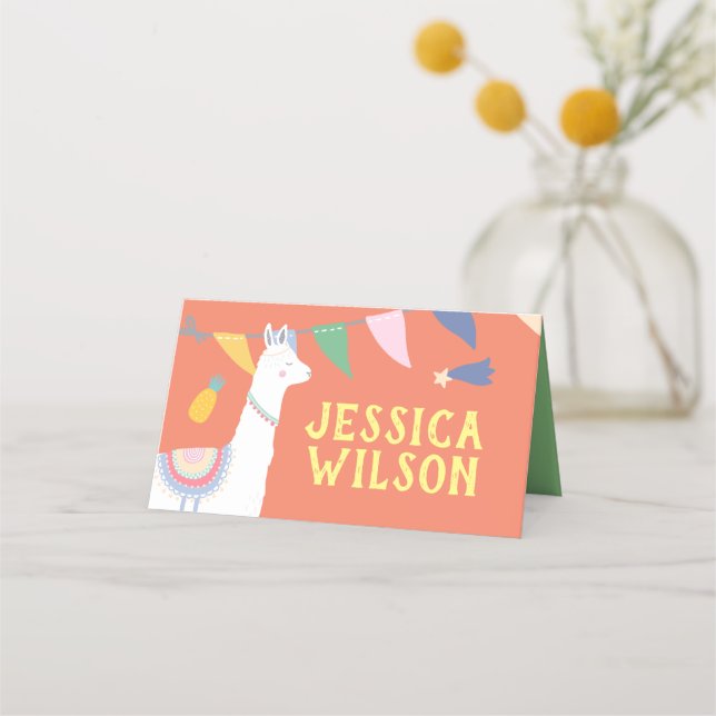Llama Place Card, Mexican party Place Card (Front)