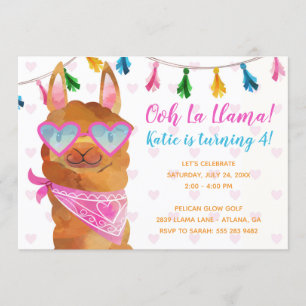 Llama portant des lunettes de soleil Invitation à