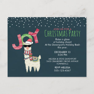Llama portant un Invitation de la fête de Noël du
