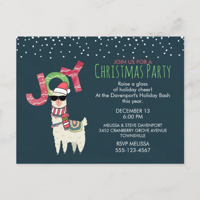 Llama portant un Invitation de la fête de Noël du  (Devant)